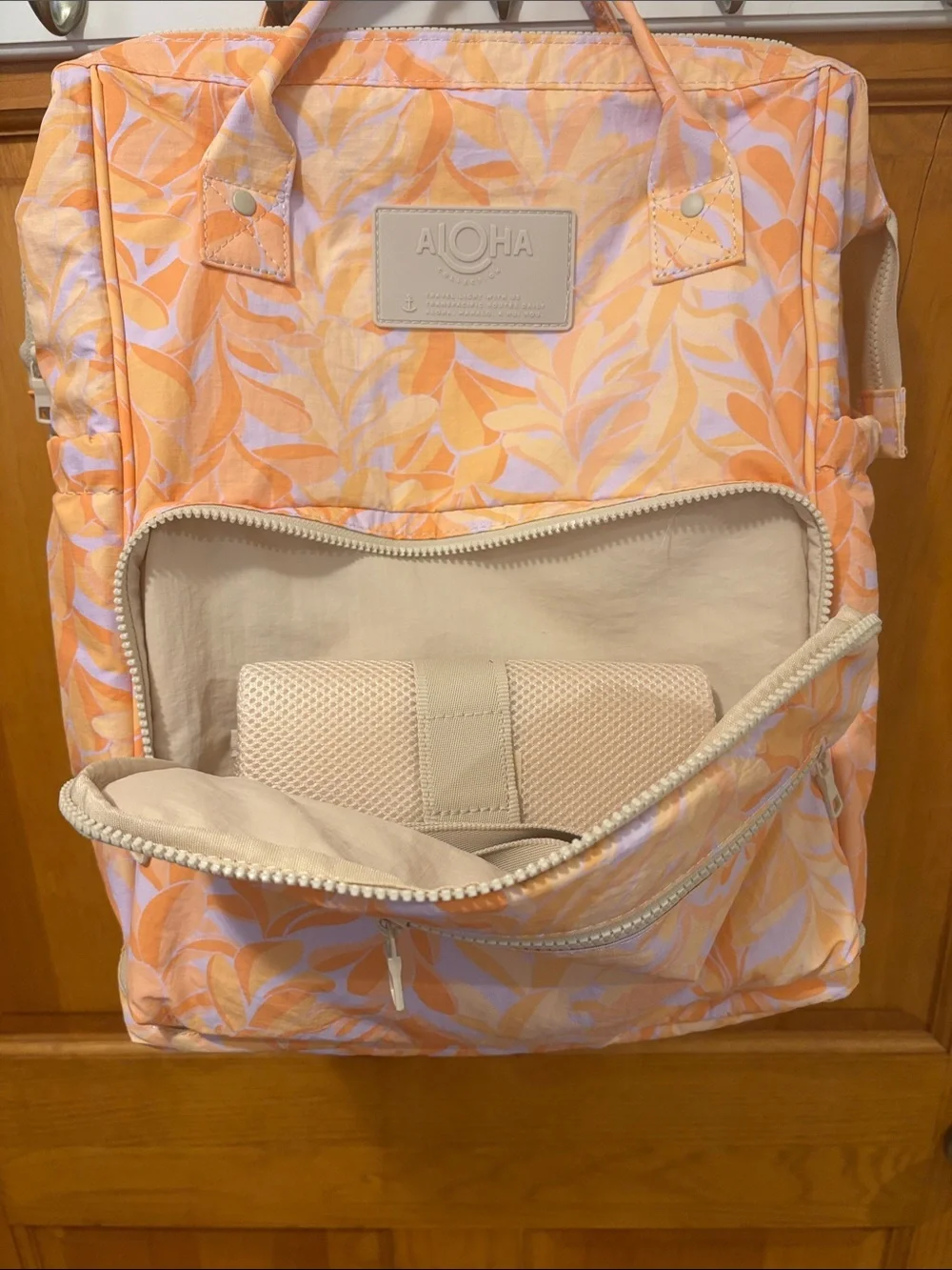 ALOHA Collection Le Bebe Diaper Bag - Lei Peach & Cream baby Backpack
